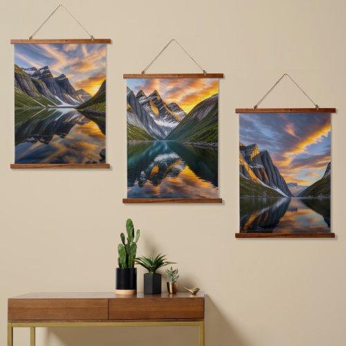 Sunset Series Nordic Fjord Hanging Tapestry