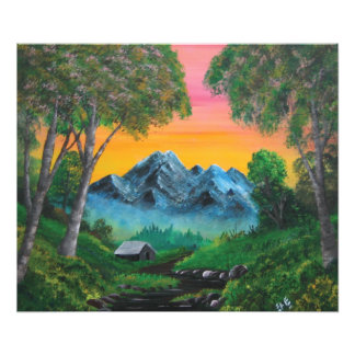 Sunset Shack in Mountain Forest  Photo Print