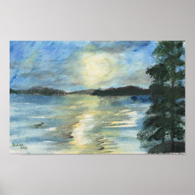 Sunset Shimmering in Bellgrade Lakes, Maine Print (Front)