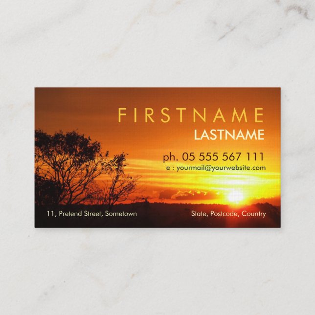 Sunset Shine Business Card (Front)
