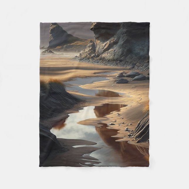 Sunset Shore Fleece Blanket (Front)