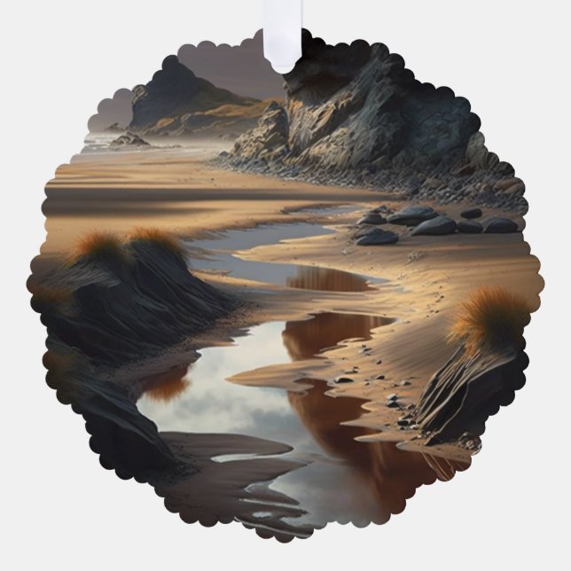 Sunset Shore Ornament Card (Front)