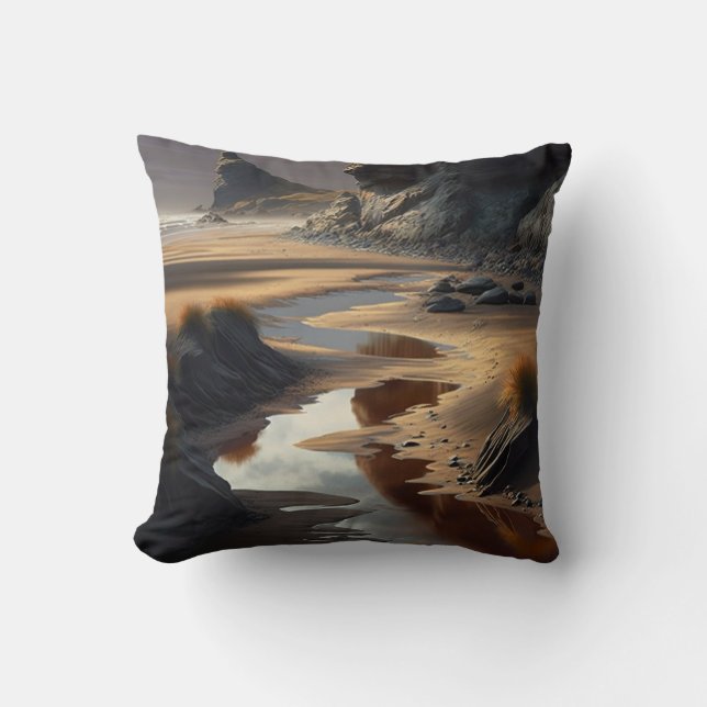 Sunset Shore Throw Pillow (Front)