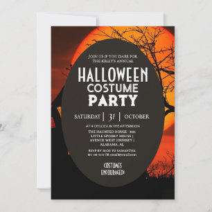 Sunset Silhouette Halloween Costumes Party Invitation