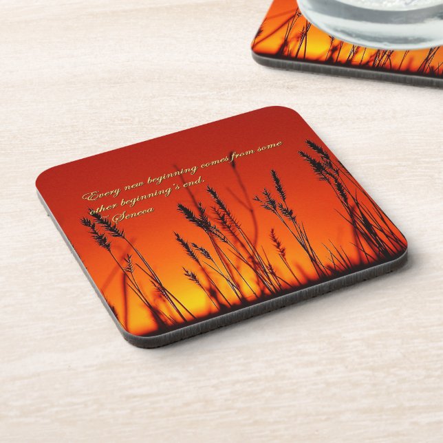Sunset Silhouette Inspirational Beverage Coaster (Left Side)