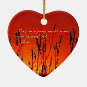 Sunset Silhouette Inspirational Ceramic Ornament