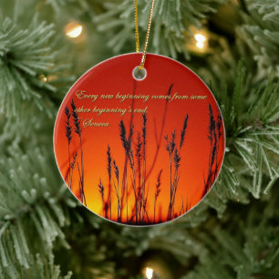 Sunset Silhouette Inspirational Ceramic Ornament