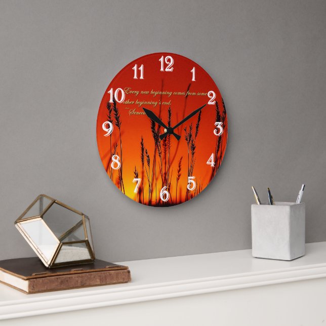 Sunset Silhouette Inspirational Large Clock (Office)