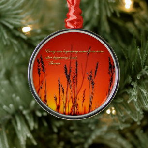 Sunset Silhouette Inspirational Metal Ornament