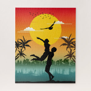 Sunset Silhouette Lover Summer Vibes Romantic Gift Jigsaw Puzzle