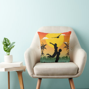 Sunset Silhouette Lover Summer Vibes Romantic Gift Throw Pillow