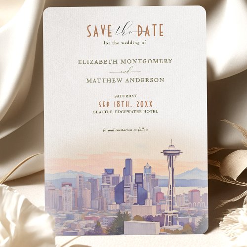 Sunset Silhouette Seattle Save_the_Date Invitation