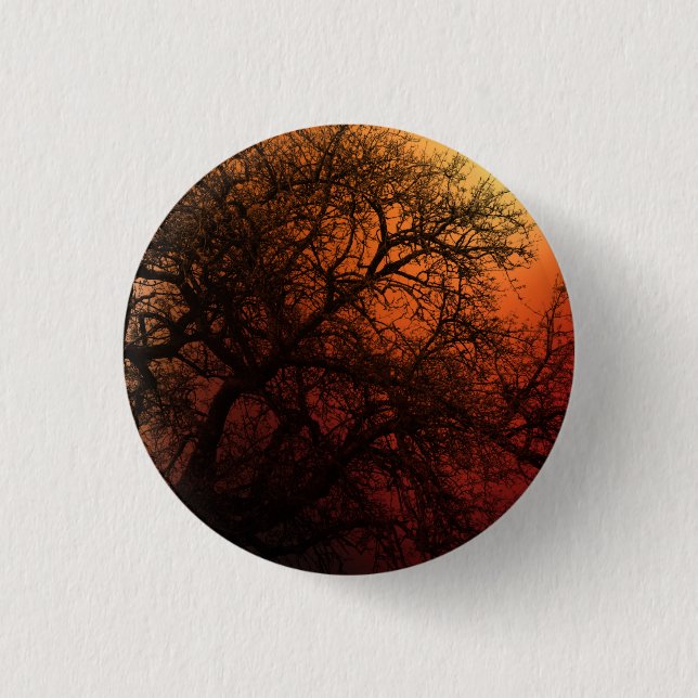 Sunset Silhouette Tree Art Button (Front)
