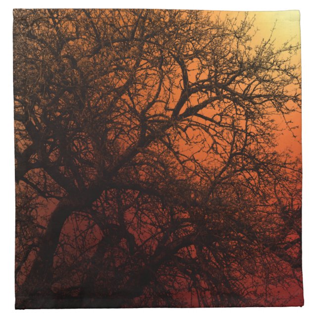 Sunset Silhouette Tree Art Cloth Napkin (Front)