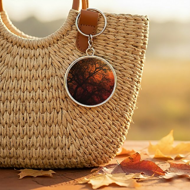 Sunset Silhouette Tree Art Keychain (Sunset Silhouette Tree Art Keychain)