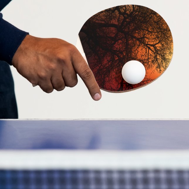 Sunset Silhouette Tree Art Ping Pong Paddle (Insitu)