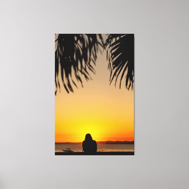 Sunset Silhouette: Tropical Serenity Canvas Print (Front)