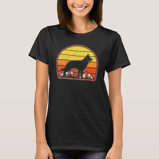 Sunset Silhouette Vintage German Shepherd T-Shirt (Front)