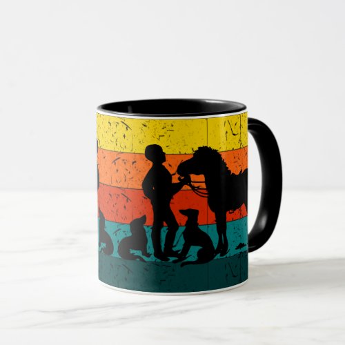 Sunset Silhouette Woman Horse Dog Animals Mug