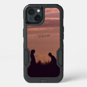 Sunset Silhouettes Nostalgic Photo Custom Name iPhone 13 Case