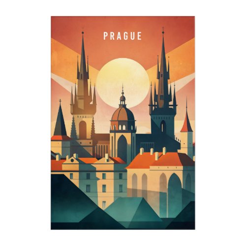 Sunset Silhouettes of Prague Acrylic Print