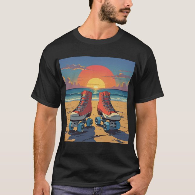 Sunset Skates - Roller Disco Beach Tee T-Shirt (Front)