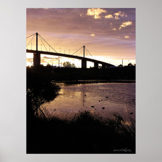 Sunset Skies at Westgate Bridge, Melbourne Poster (Front)