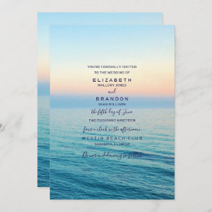 Sunset Skies Beach Ocean Wedding Invitation