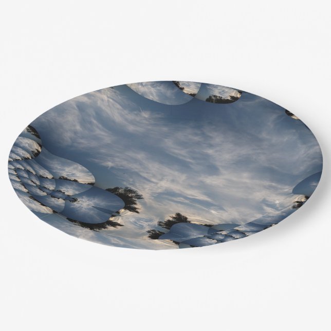 Sunset Skies Fractal Paper Plates (Angled)