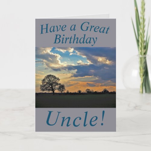 Sunset Sky and Tree Birthday Card for Uncle