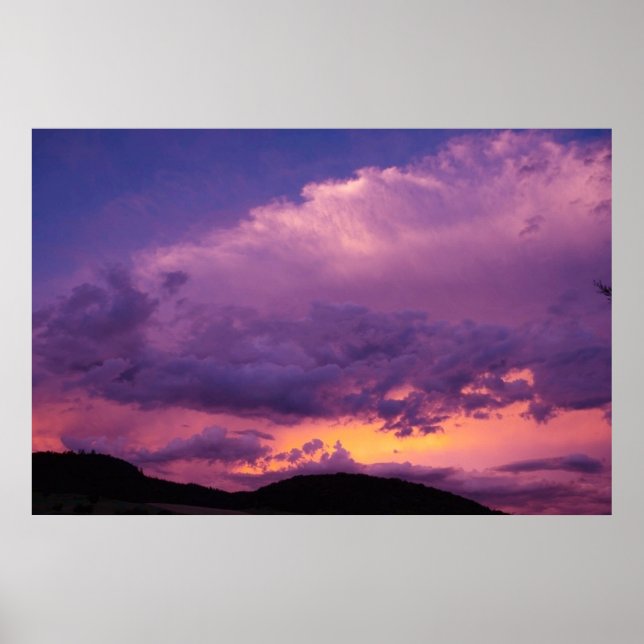 Sunset Sky Cloudy Purple Landscape Nature Summer Poster (Front)