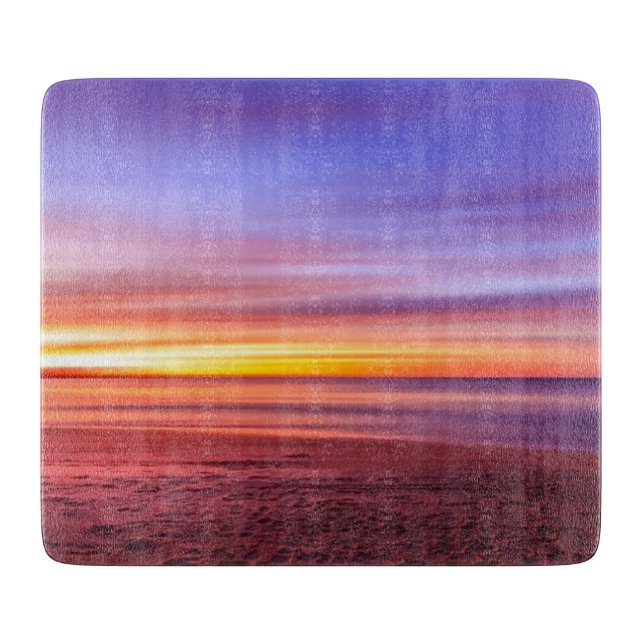 Sunset Sky over Beach and Sea Cutting Board (Front)