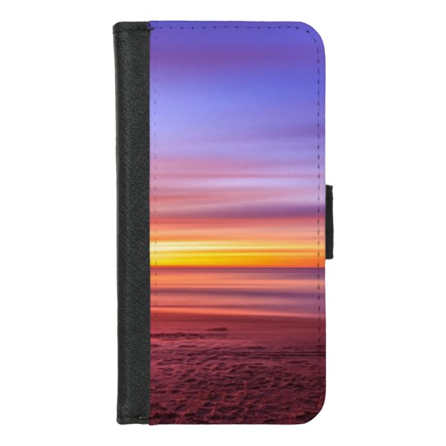 Sunset Sky over Beach and Sea iPhone Wallet Case (Front)
