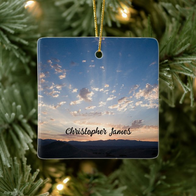 Sunset Sky Personalized Ceramic Ornament (Tree)