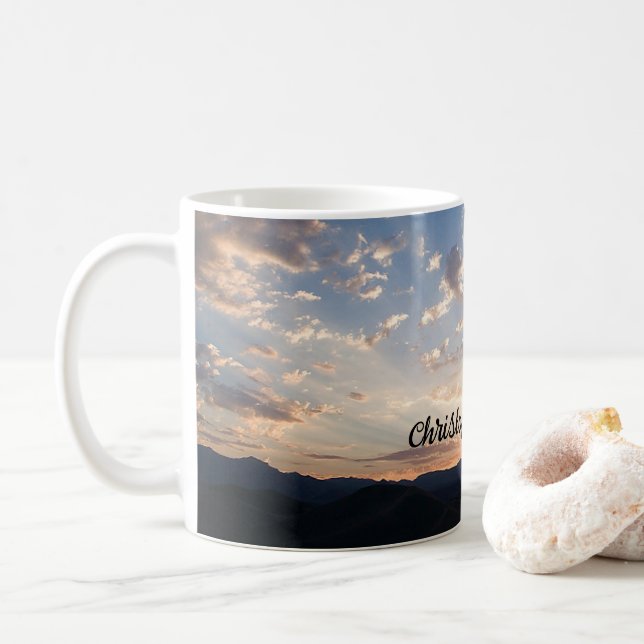 Sunset Sky Personalized Coffee Mug (With Donut)