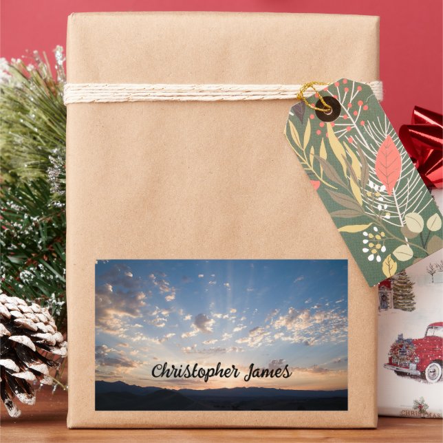 Sunset Sky Personalized Rectangular Sticker (Holiday)