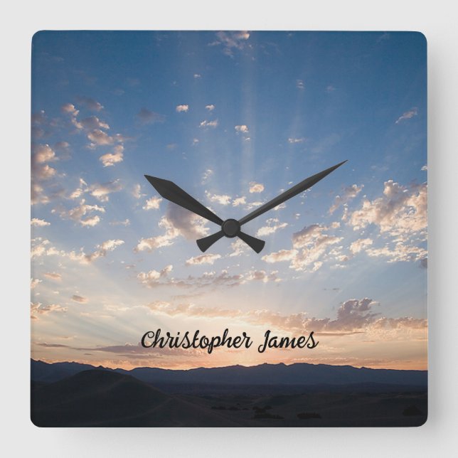 Sunset Sky Personalized Square Wall Clock (Front)
