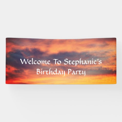 Sunset Sky Photo Birthday Party Custom Artistic Banner