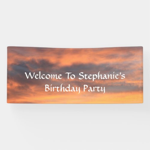 Sunset Sky Photo Birthday Party Custom Colorful Banner