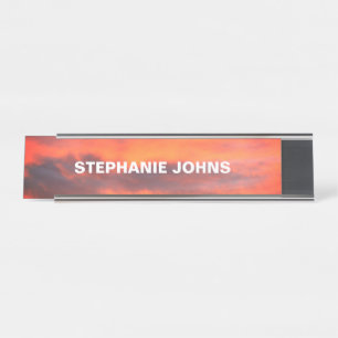Sunset Sky Photo Custom Clouds Orange Cool Desk Name Plate