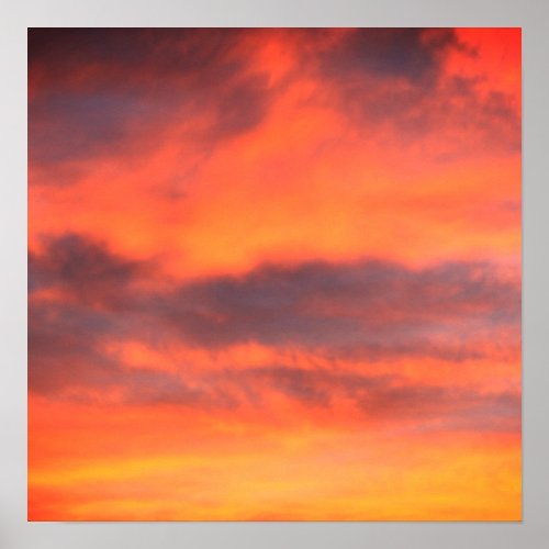 Sunset Sky Photo Picture Landscape Orange Colorful Poster