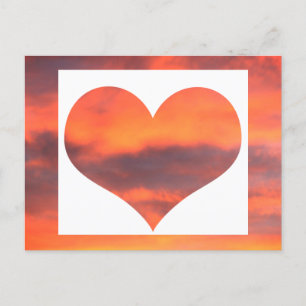 Sunset Sky Photo Picture Landscape Orange Heart Postcard