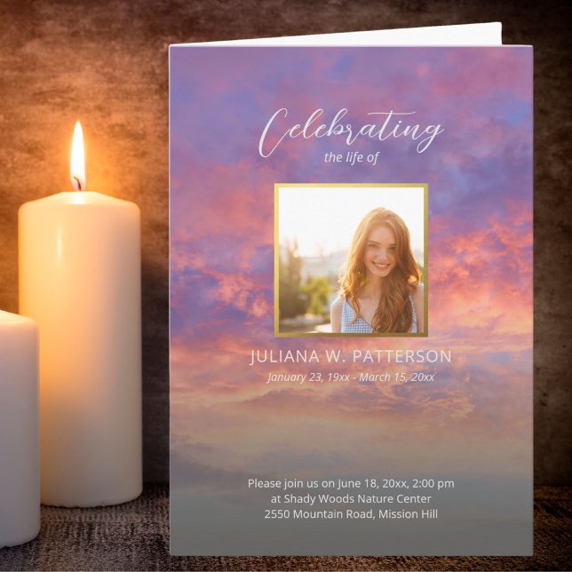 Sunset Sky Photos Celebration of Life Funeral Program (Creator Uploaded)