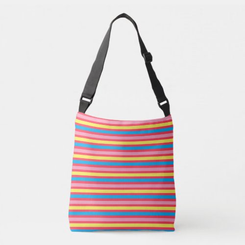 Sunset  Sky Stripes Pink Yellow Blue Red Crossbody Bag