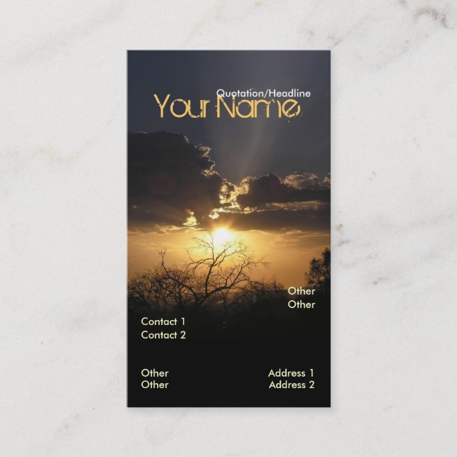 Sunset Skys Vertical Business Card (Front)