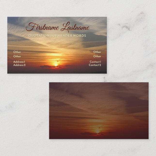 Sunset Skyscapes Memories Business Card (Front/Back)