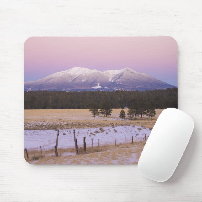 Sunset Snow Capped  Peaks, Flagstaff, Arizona Mouse Pad (With Mouse)