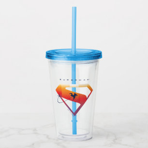 Sunset Soar Superman Shield Acrylic Tumbler