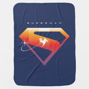 Sunset Soar Superman Shield Baby Blanket