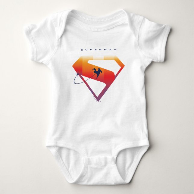 Sunset Soar Superman Shield Baby Bodysuit (Front)